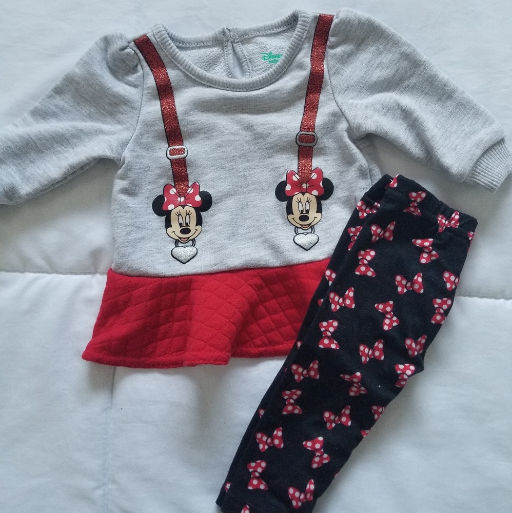 Baby girl minnie mouse peplum top with leggings